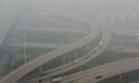Smog shrouds Shijiazhuang on October 9, 2014 in China. Thick smog shrouded areas of North China on Thursday, reducing visibility and bringing air pollution in the area.