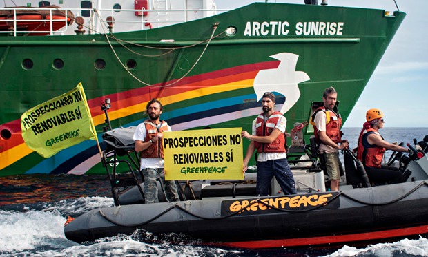 Greenpeace Artic Sunrise during Protest Against Repsol in Canary Islands, Spain